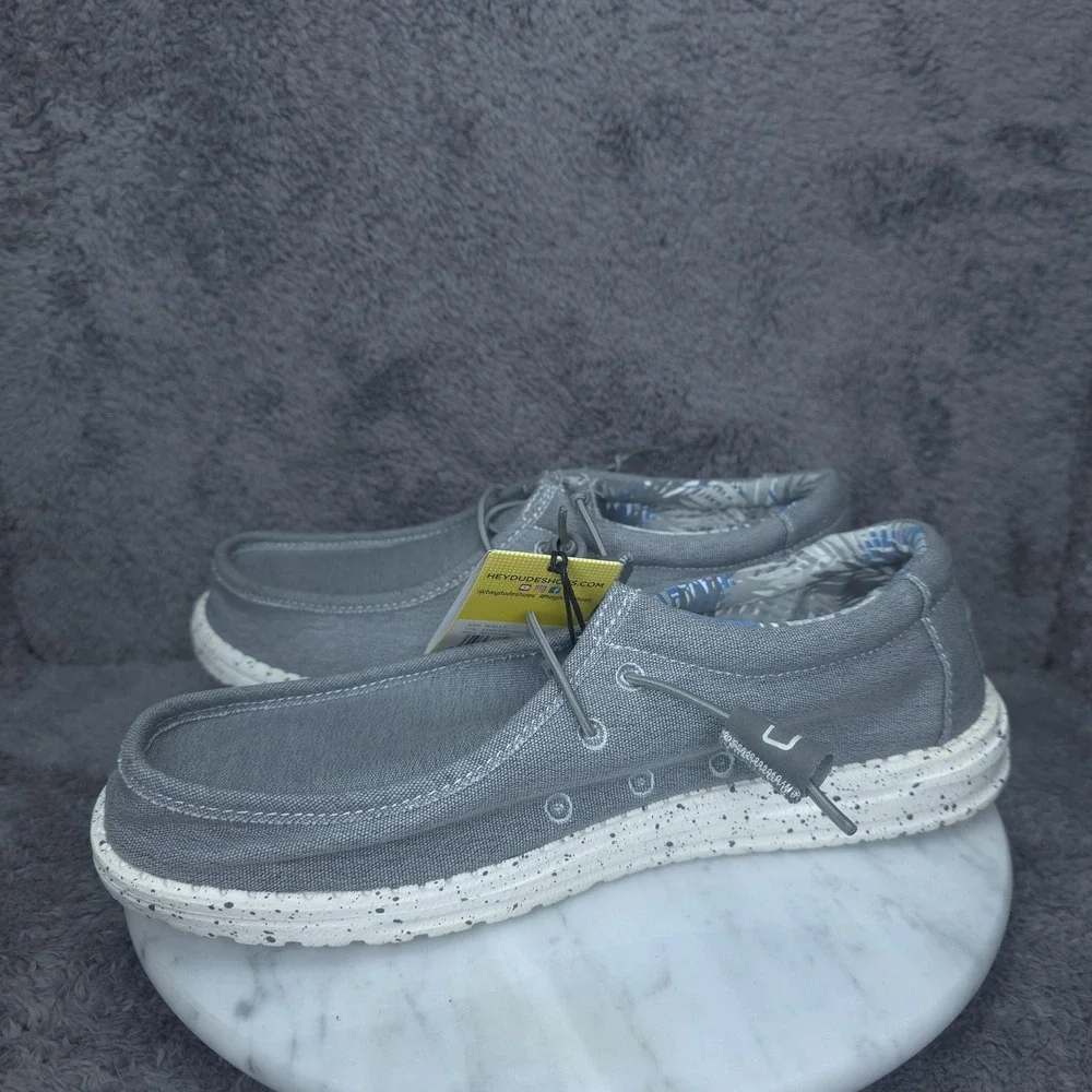 Hey Dude Wally Stretch Iron Shoes Mens Size 9 Gray Slip On Casual Sneakers